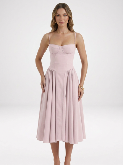 Odette Cute Corset Cocktail Midi Dress