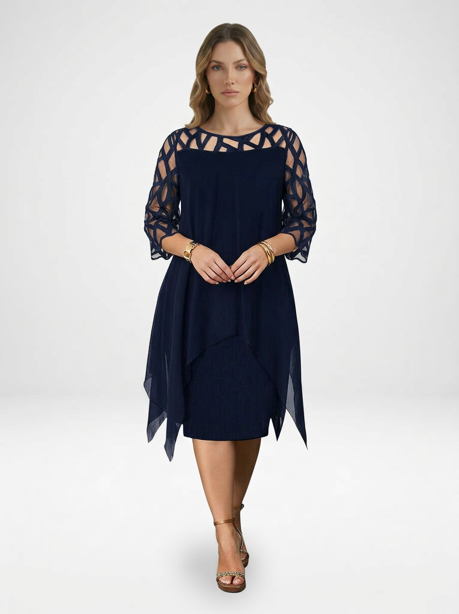 Chiffon Overlay Midi Dress