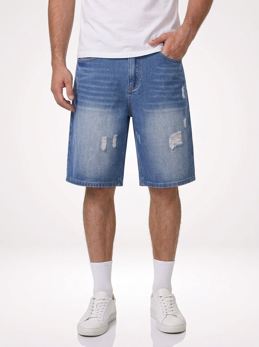 Men’s Vintage Street Denim Jeans Shorts Loose Fit