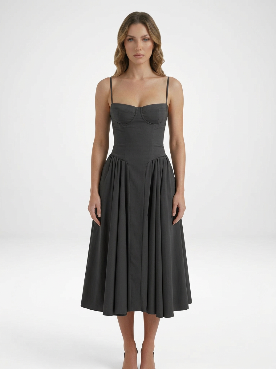 Odette Cute Corset Cocktail Midi Dress