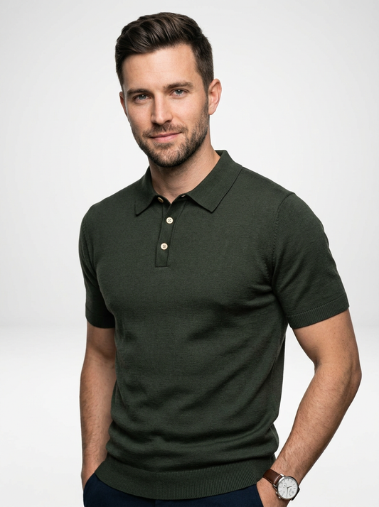 Men’s Breathable Knit Polo Shirt