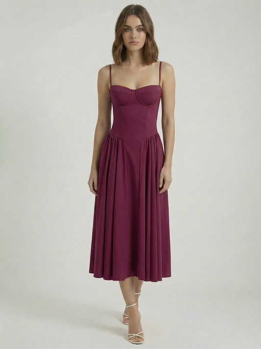 Odette Corset Cocktail Midi Dress