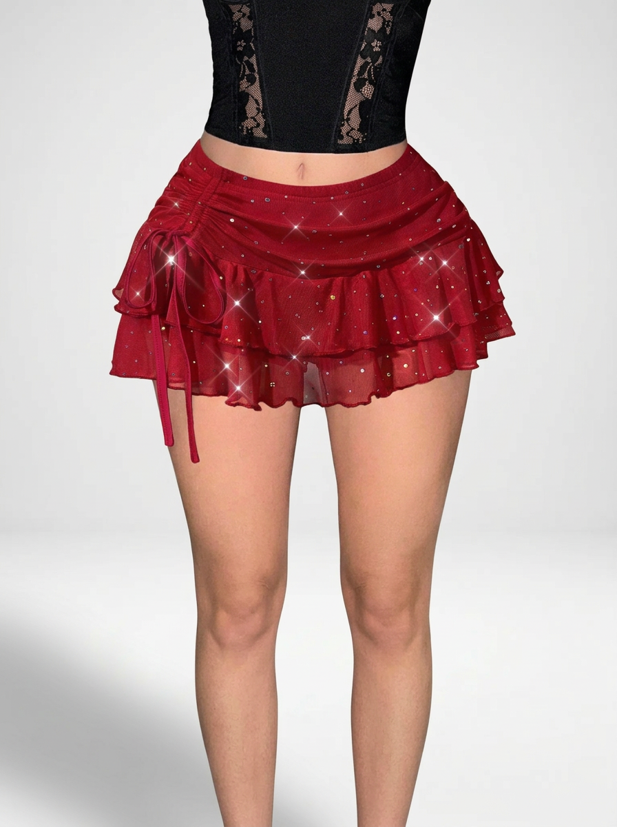 Sequin Mesh Mini Skirt