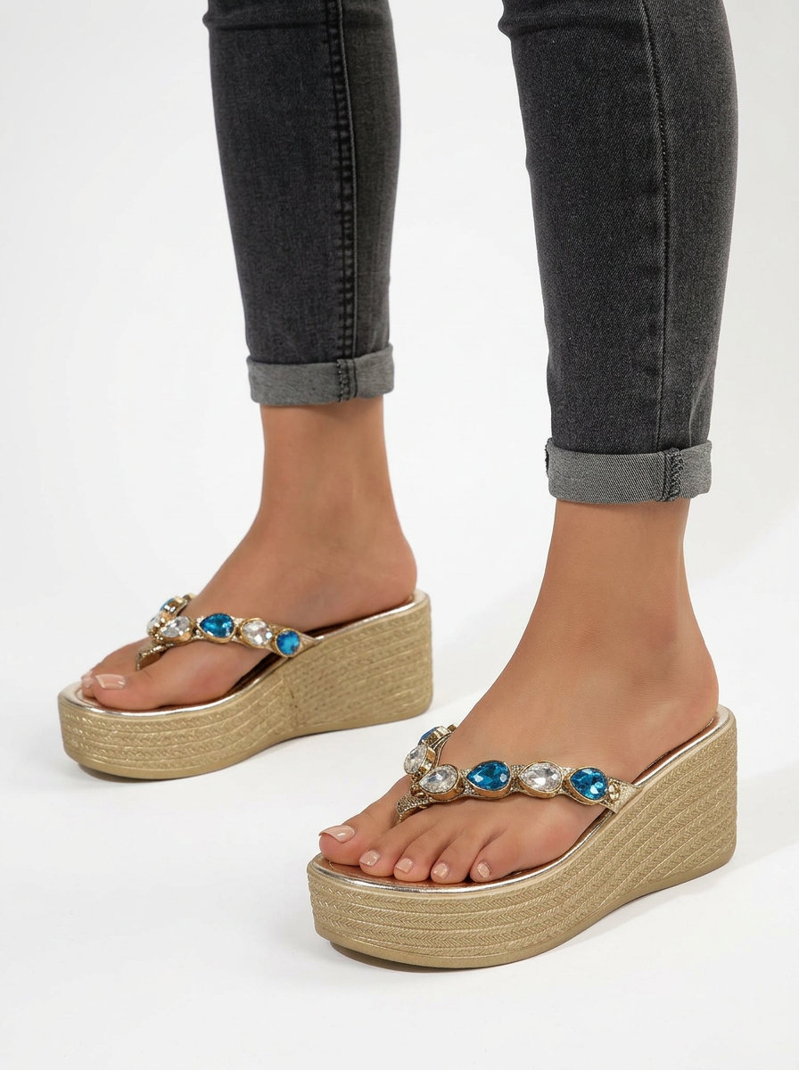 Bohemian Floral Platform Wedge Sandals