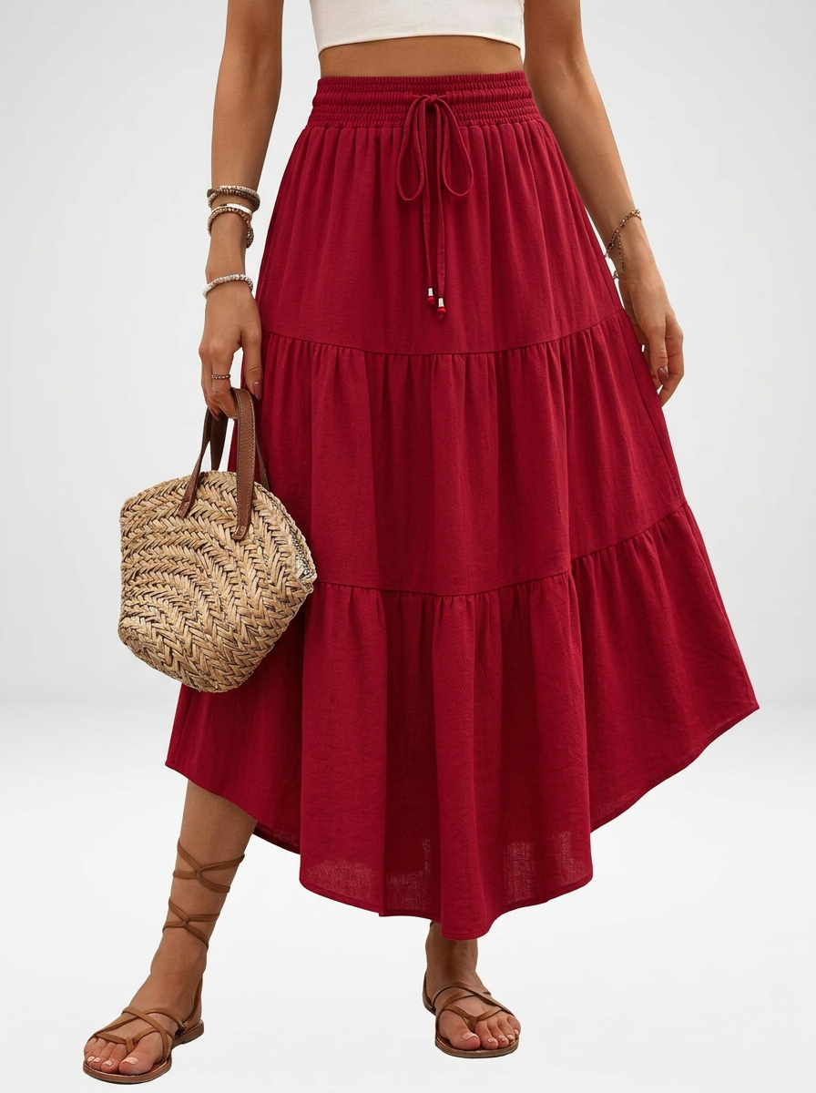 Paisley Print Asymmetric Maxi Skirt