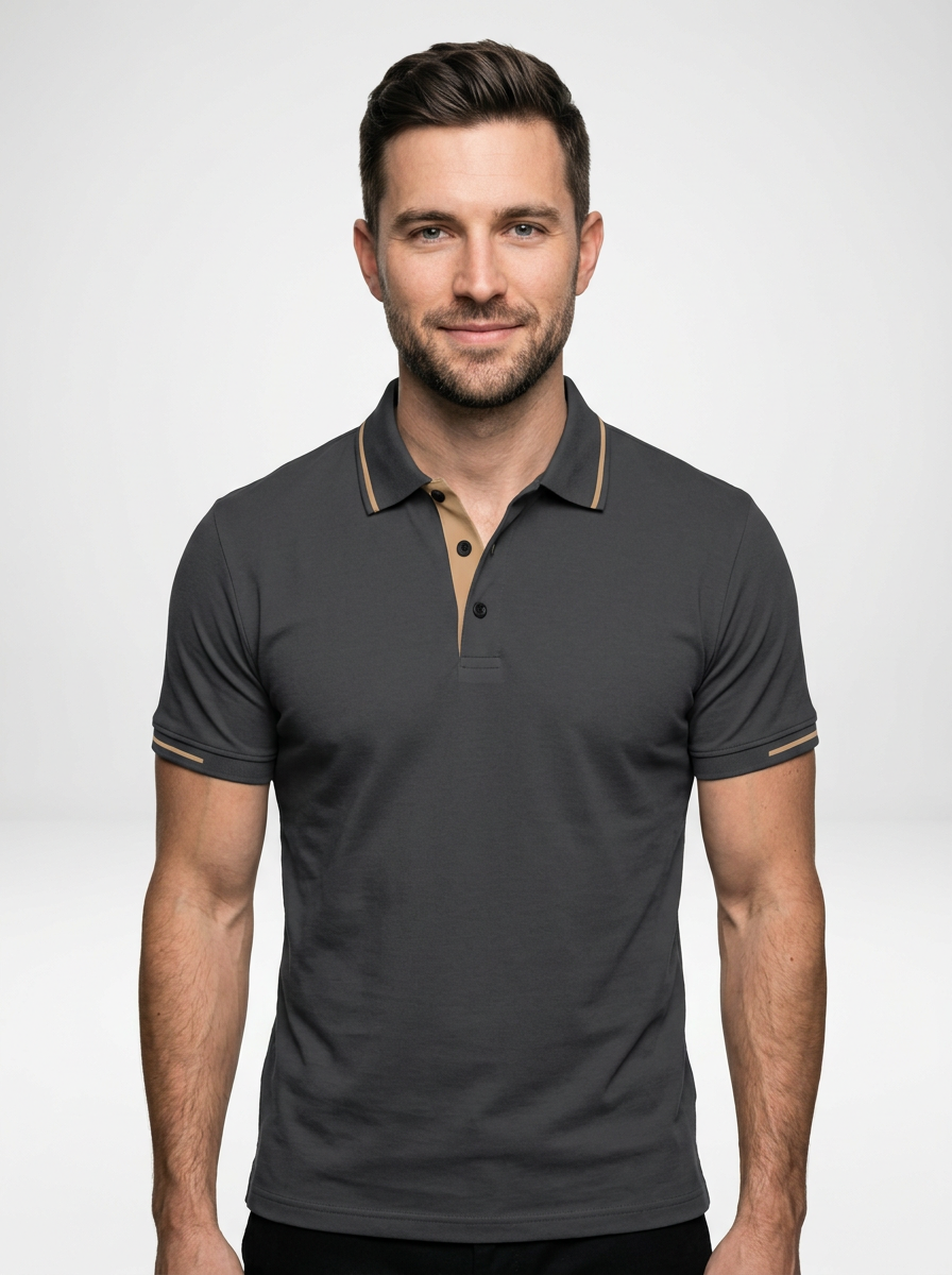 Elegant Contemporary Men’s Short-Sleeve Business Polo Shirt
