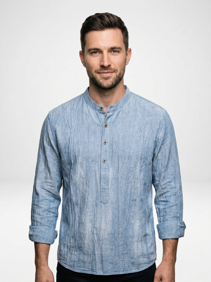 Men’s Lightweight Linen Henley Shirt