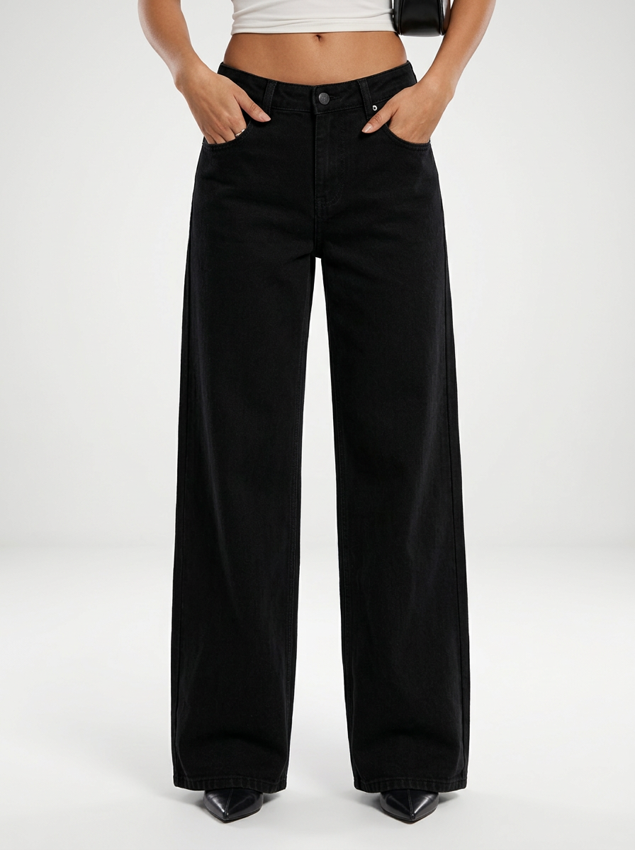Women's Low Waist Loose Straight Leg Denim Jeans
