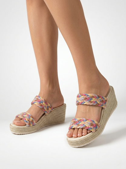 Braided Strap Jute Platform Sandals