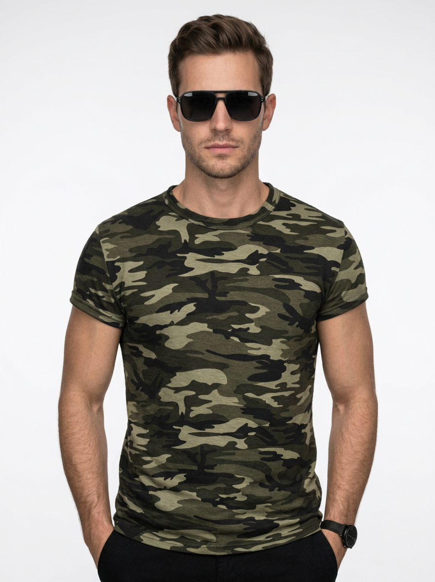 Men’s Camouflage Short Sleeve T-Shirt in Slim Fit