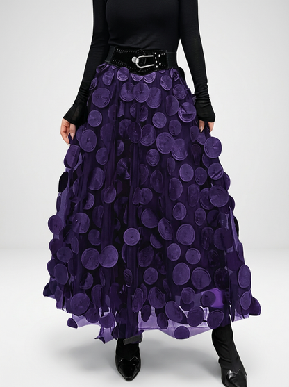 Women's Elegant Long Maxi Skirt with Textured Layered Design