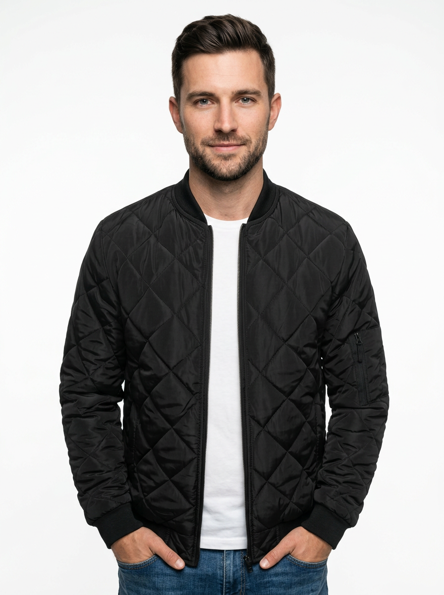 Men’s Lightweight Quilted Zip Bomber Jacket