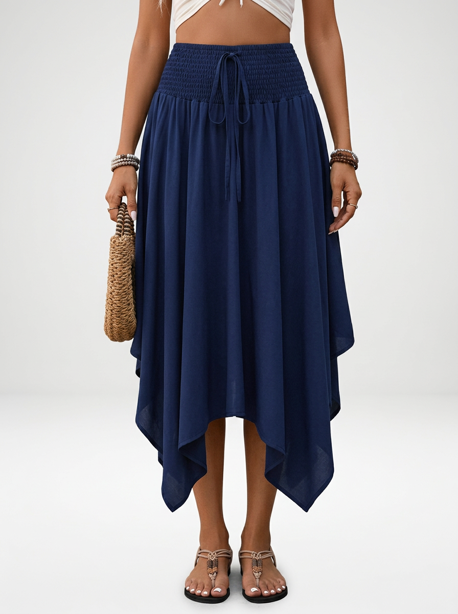 Paisley Print Asymmetric Maxi Skirt