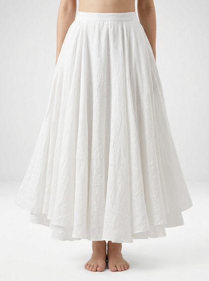 Women's Bohemian Linen Maxi Skirt with Flowing Silhouette