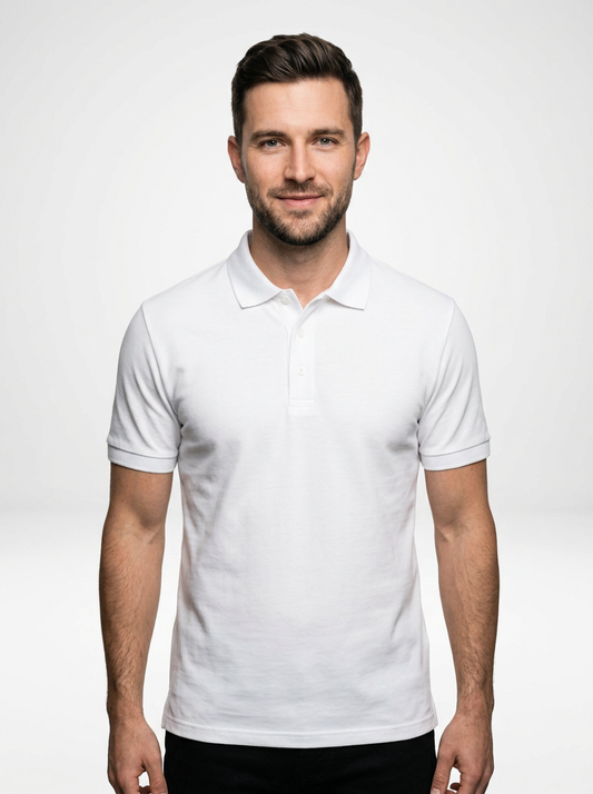 Cotton Blend Polo Shirt for Men with Athletic Fit