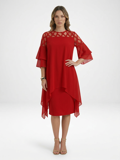 Chiffon Overlay Midi Dress