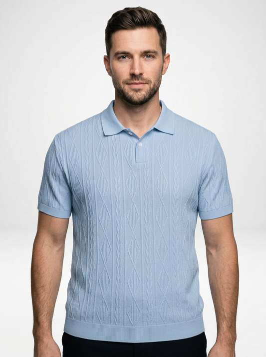 Contemporary Men’s Short Sleeve Textured Knit Polo Shirt