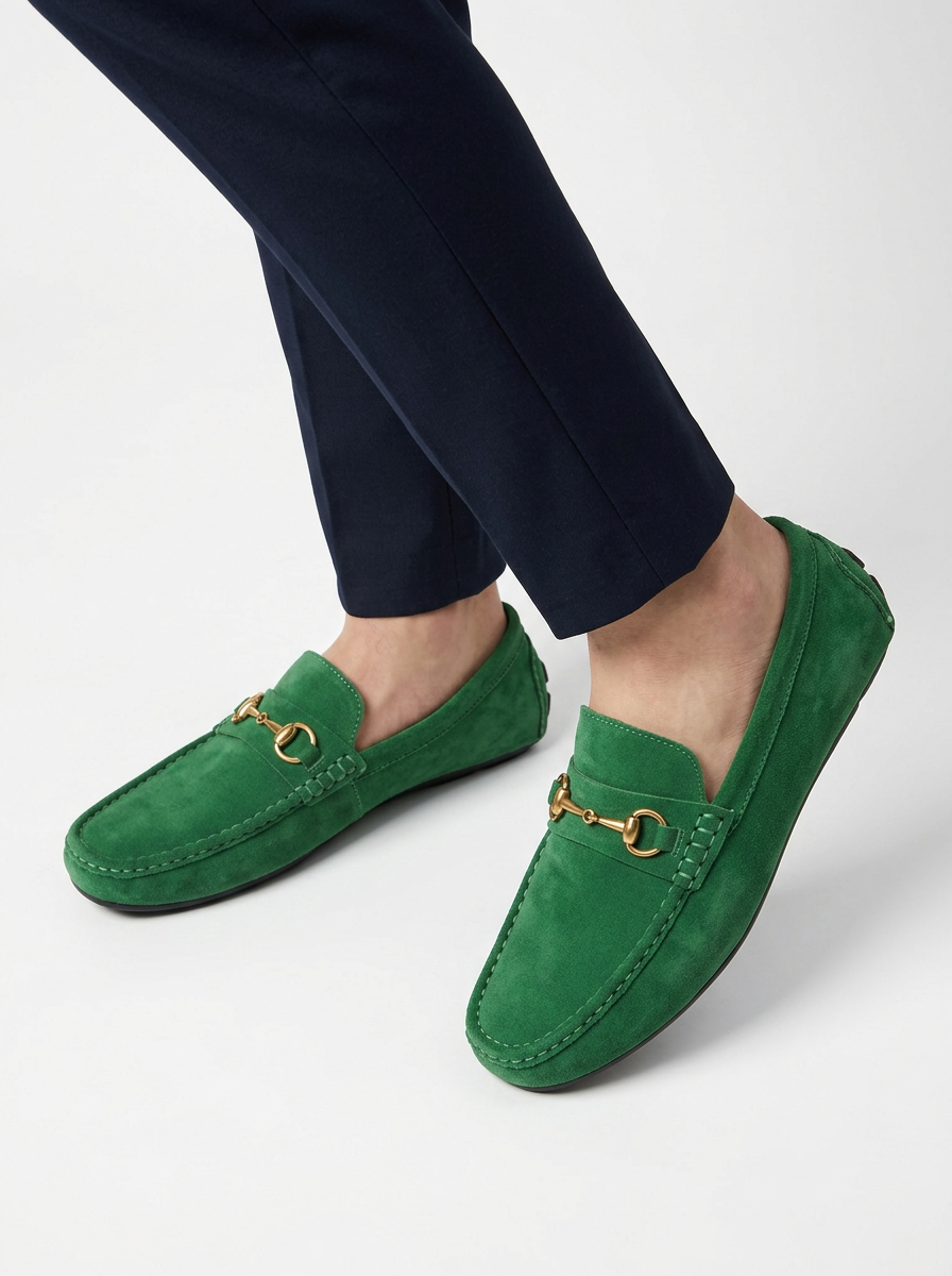 Men’s Metallic Detail Moccasin Loafers
