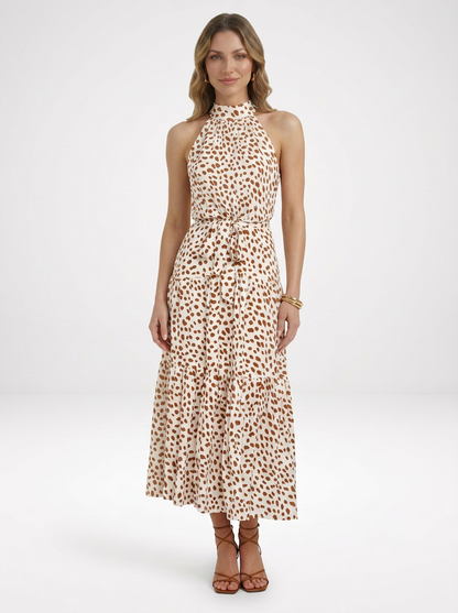 Polka Dot Halter Midi Summer Dress