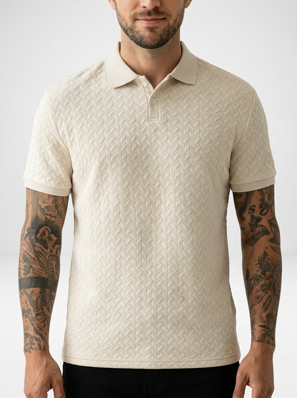 Men’s Textured Short Sleeve Stylish Polo Shirt