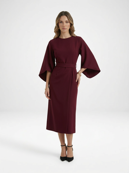 Crew Neck Tailored Midi Dress
