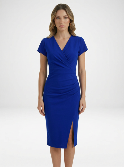 Women’s Midi Cocktail Dress with V-Neck