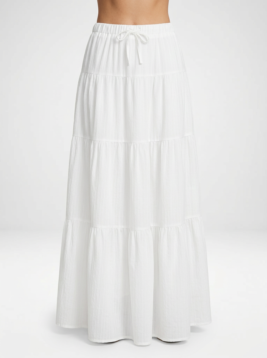 High-Waist Tie-Ruffled Maxi Skirt