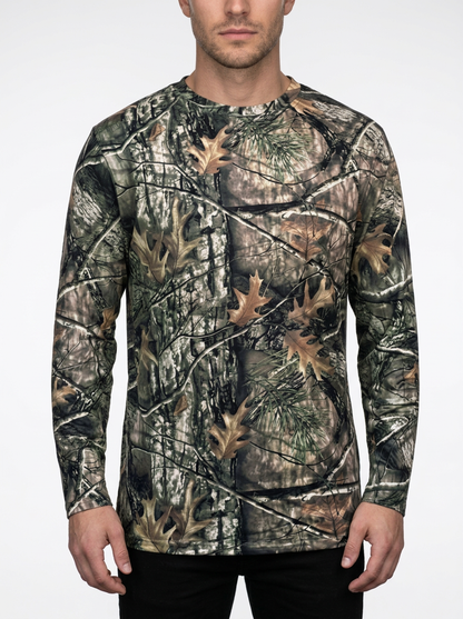 Men’s Long Sleeve Crewneck T-Shirt with Tree Branch Design