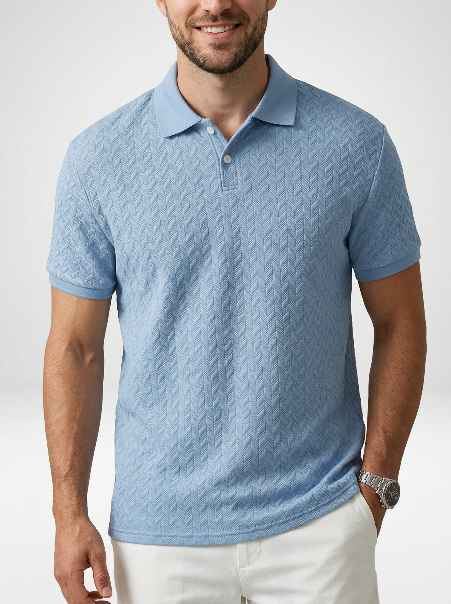 Men’s Textured Short Sleeve Stylish Polo Shirt