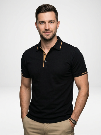 Elegant Contemporary Men’s Short-Sleeve Business Polo Shirt