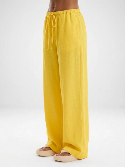 Women's Linen Front Tie Beach Trousers