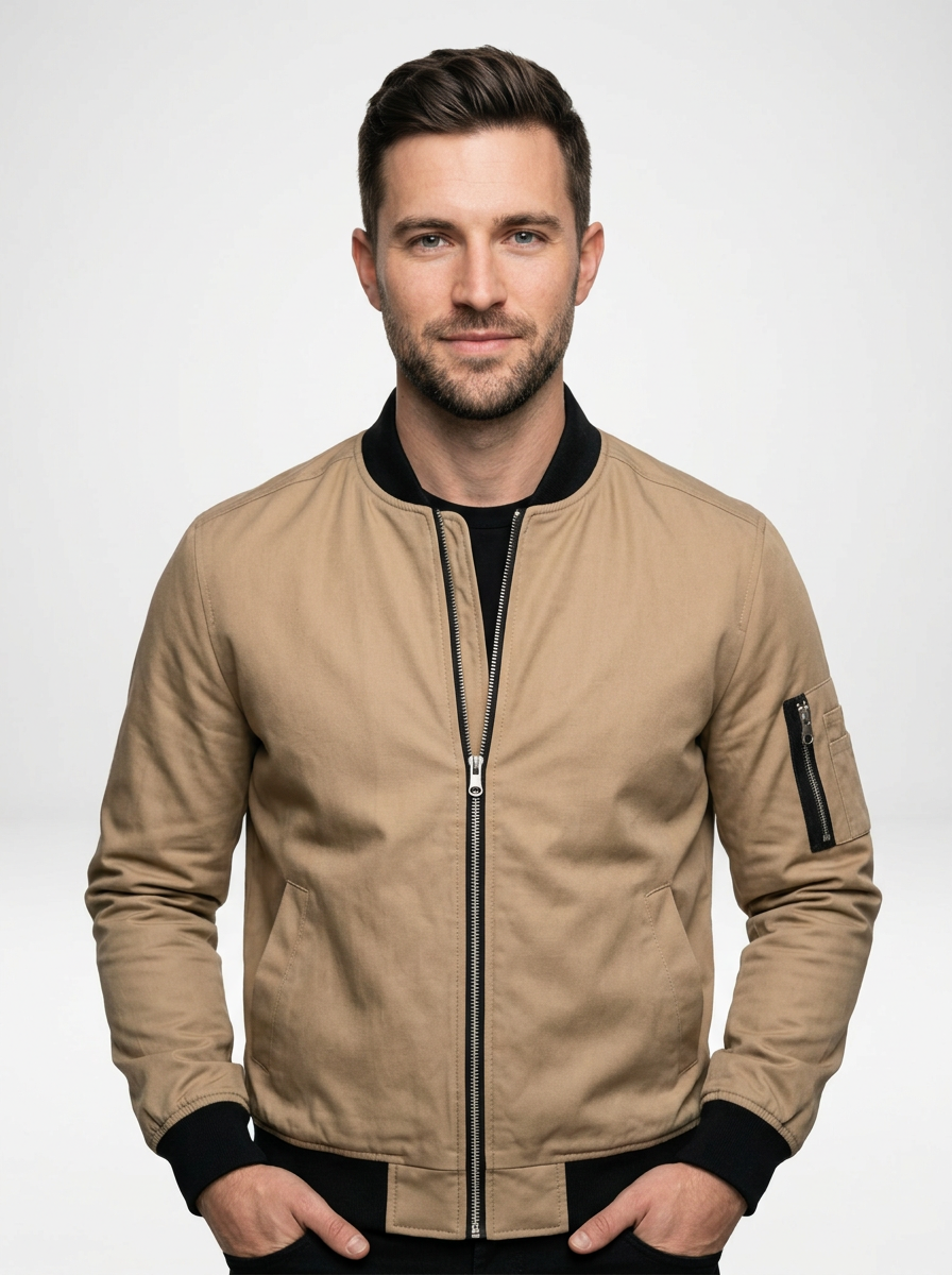 Men’s Tailored Zip Front Bomber Jacket