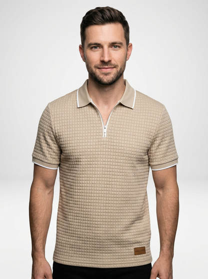 Men’s Short Sleeve Knit Polo Shirt with Contrast Detailing