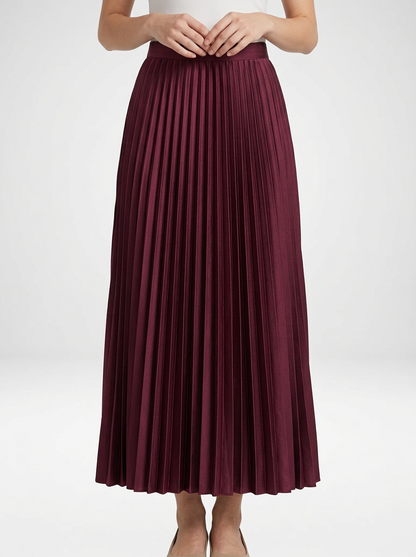 Pleated Midi Skirt with Elastic Waist