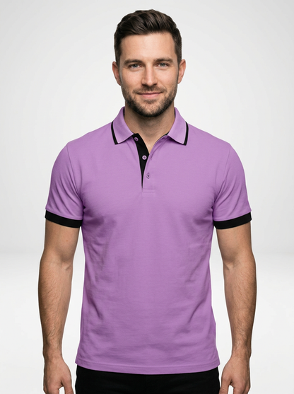 Elegant Contemporary Men’s Color Block Short-Sleeve Polo Shirt