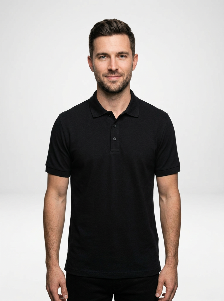 Cotton Blend Polo Shirt for Men with Athletic Fit