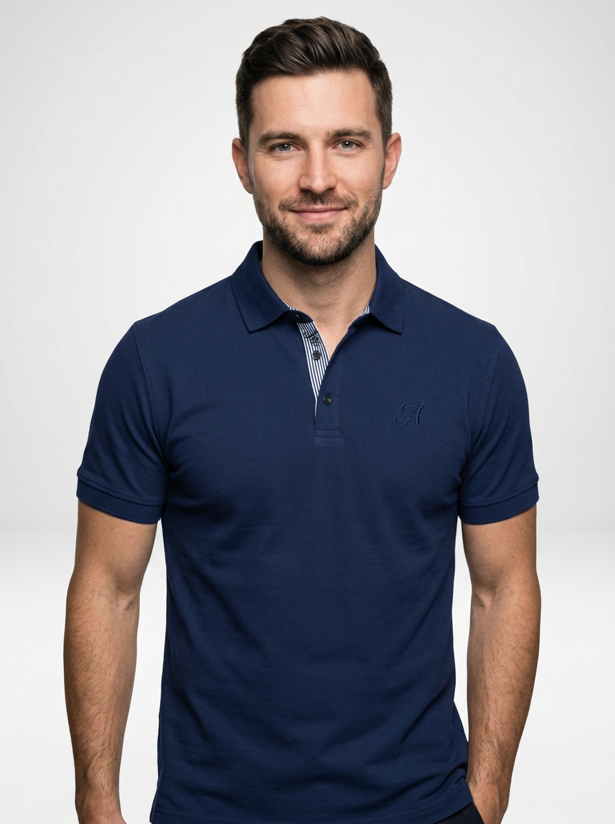 Men’s Short Sleeve Polo Shirt with Letter Embroidery