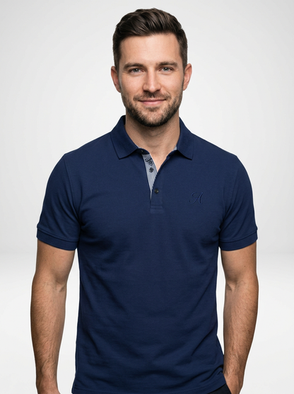Men’s Short Sleeve Polo Shirt with Letter Embroidery