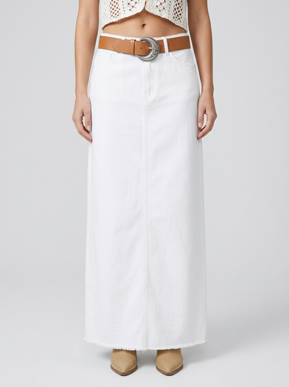 Women's High Waist Straight Fit Denim Maxi Skirt