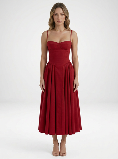 Odette Cute Corset Cocktail Midi Dress