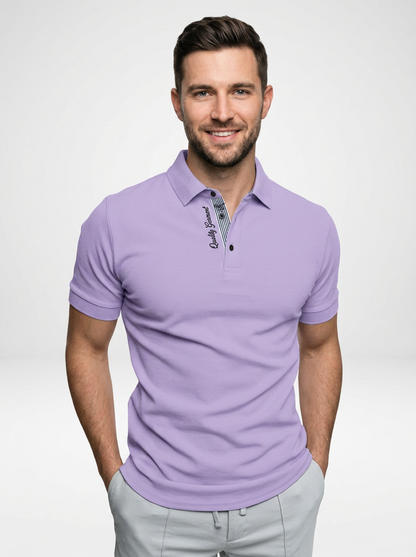 Men’s Short Sleeve Polo Shirt with Letter Embroidery