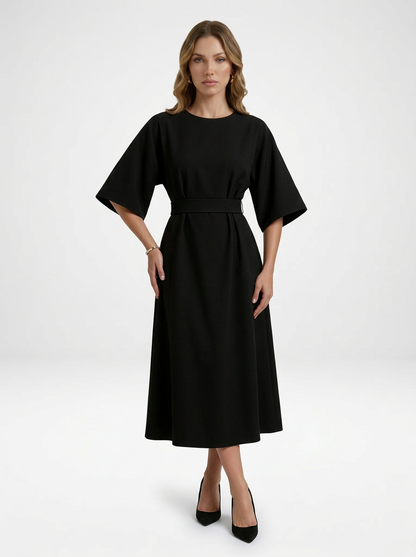 Crew Neck Tailored Midi Dress