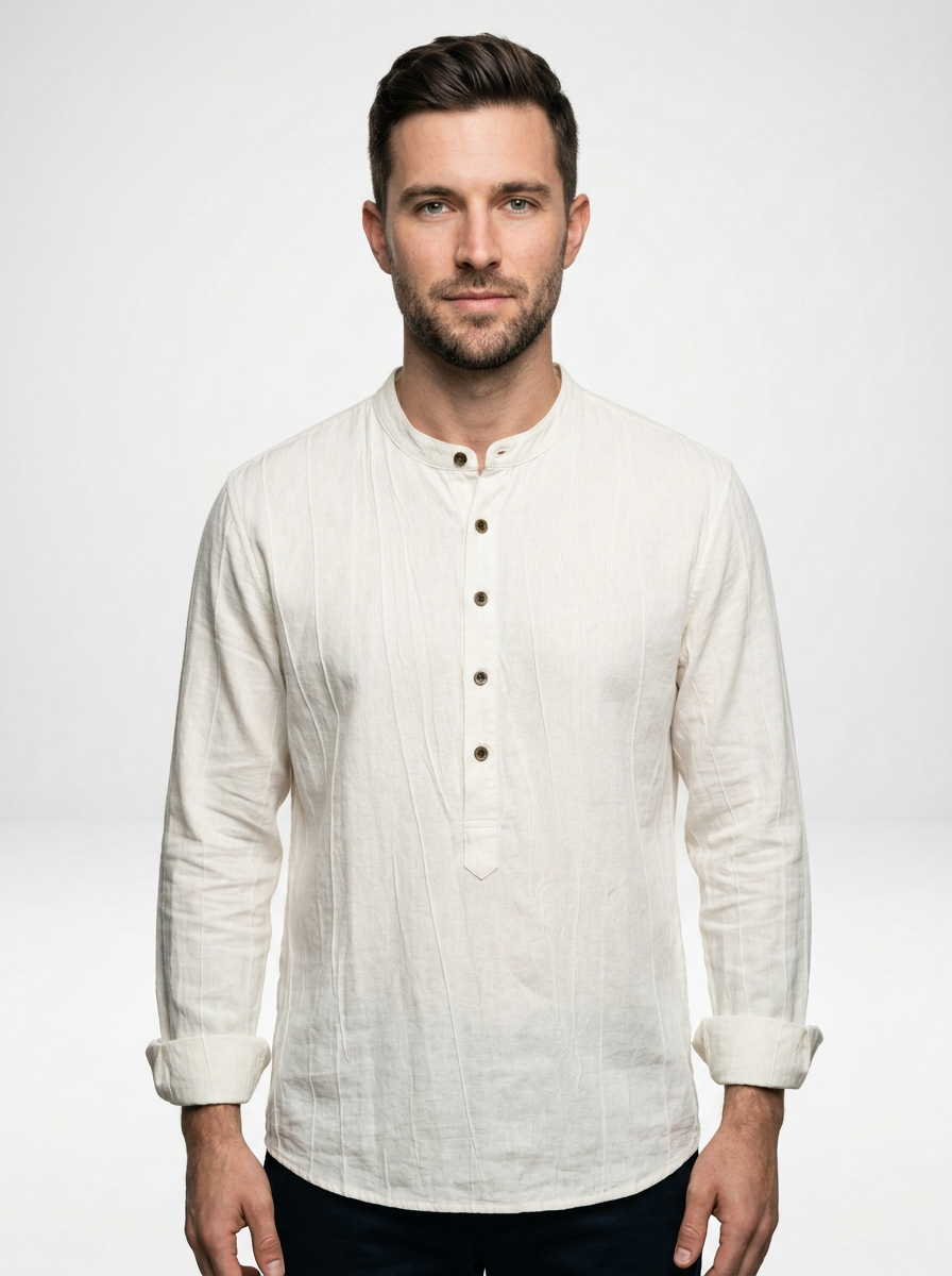 Men’s Lightweight Linen Henley Shirt