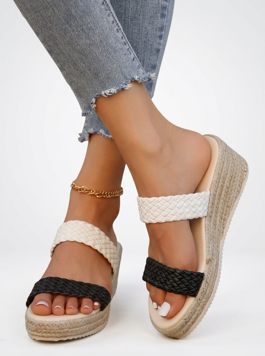 Braided Strap Jute Platform Sandals
