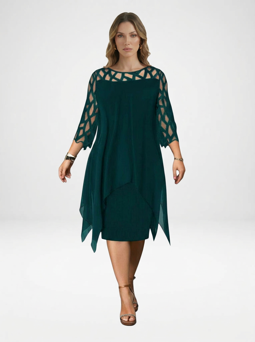 Chiffon Overlay Midi Dress