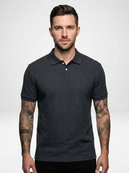 Men’s Textured Short Sleeve Stylish Polo Shirt