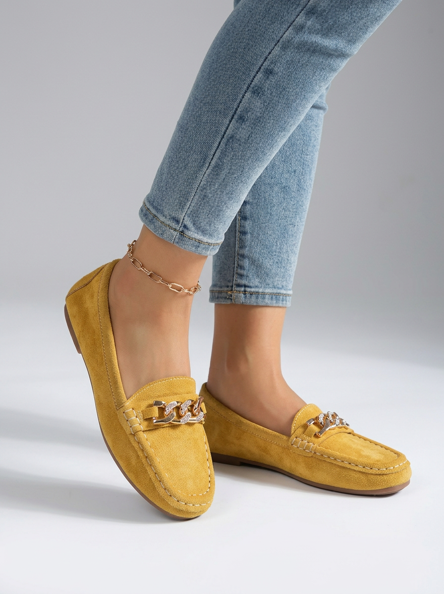 Women's Chain Detail Slip On Loafers
