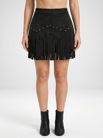 Suede A-Line Mini Skirt
