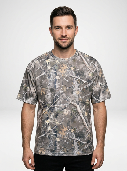 Men’s Camo Print Drop Shoulder Short Sleeve T Shirt
