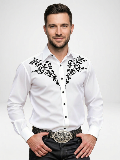 Men’s Embroidered Western Long Sleeve Cowboy Shirt